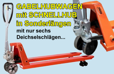 GABELHUBWAGEN-mit Schnellhub in Sonderlaengen